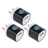 3 Pcs USB Ac Universal Power Home Wall Travel Charger Adapter Compatible for Iphone 6/6 Plus, 5/5c/5s, Iphone 4s/4 3gs/3g, Ipad Mini, Ipod Touch, Ipad Air, Ipad Air 2, Ipod Touch, Samsung Galaxy S5 S4 S3, Samsung Galaxy Tab 3 2 and Many More Smartphone Devices. (Black Black Black)