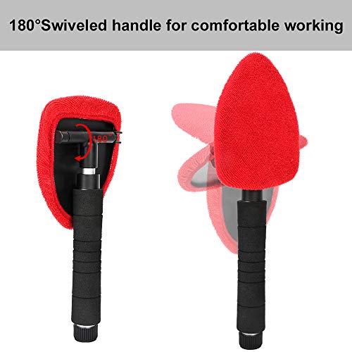 Glumes Auto Glass Cleaner Wiper Keeps Cars Vehicles Interior Exterior Windshields Windows Clean, With 2 Pads Washer Towel and 1 Spray Bottle (Red)