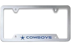 HDTVTV 1Pc for Cowboys Silver License Plate Frame,Chrome License Plate Tag Gift for Dallas Fans