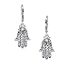 Hamsa Hand Of God Floral Filigree Leverback Dangle Earrings For Women For Teen Oxidized 925 Sterling Silver