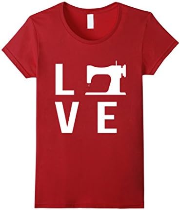 Women's I Love Sewing T-Shirt Large Cranberry