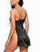 Avidlove Satin Teddy Lingerie for Wome Side Open Dress Sexy Nightgown Black S