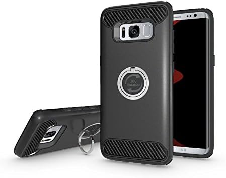 Galaxy S8 Case,Shockproof Protection Armor Cover with 360 Degree Rotating Ring Grip Holder Kickstand for Samsung Galaxy S8(Black)