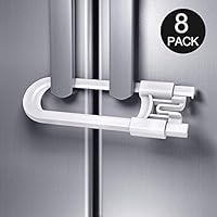 Child Safety Sliding Cabinet Locks,8 Pack U Shaped Sliding Cabinet Lock Latches Baby Proof Drawer Locks for Kitchen Bathroom Storage Doors,Knobs,Handles