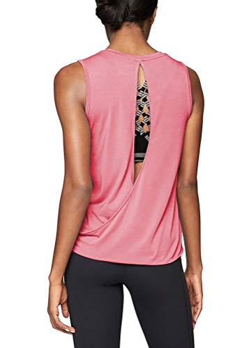 Mippo Women's Sexy Open Back Workout Tops Backless Yoga Tops Loose Fit Cute Athletic Sports Racerback Tank Top Basic Muscle Tee Work Out Shirt Activewear Peach S