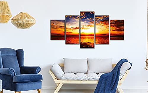 Kit de pintura con diamantes 5D cristales, TAOPE 5 Pack Kit de bordado de diamantes 5D para manualidades, diamantes estilo punto de cruz Decoración(pared/hogar) - Puesta de sol