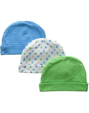 Baby-Boys Newborn 3 Pack Paw Print Cap Set
