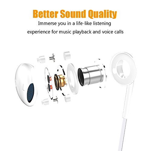 Halcent 2 Pack Premium Wired Earphones Noise Cancelling Earbuds Headphones with Remote & Mic In-Ear Headphones for iPhone, Samsung, iPad, iPod, Nokia, LG, HTC etc (White) - Thumbnail 2