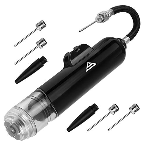 Sports Stable Dual Action Ball Pump Comes with 5 Standard Needles and 2 Plastic Yoga Ball Adaptors for Your Football, Basketball, Soccerball, Pilates Ball, Volleyball, Handball, Yoga Ball