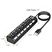 Insten 7 Port High Speed USB 2.0 Hub w/Individual Power Switches On Off and LEDs, Compatible with Laptop PC USB Flash Drive Smartphone Transfer Data Speed up to 480Mbps Supports Windows Mac OS Linux