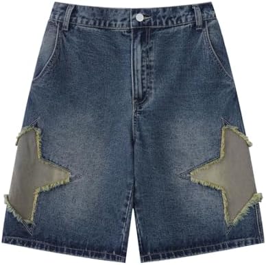 QJK Streetwear Baggy Summer Jorts Y2K Shorts Vintage Acid Wash