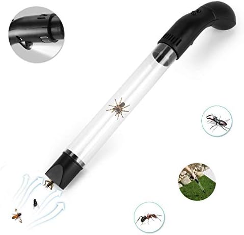 Pest Control, Humane Spider Bugs Catcher, Vacuum Spider Catcher Traps with Battery Operated, LED Flashlight and Transparent Sucker (Black-New)