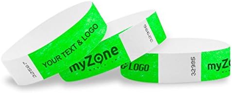 Custom Text 1” Tyvek Wristbands - Secure Paper-Like Admission Band for Events with Your Text (Neon Green - Pack of 2000)