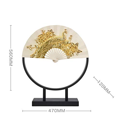 MQW Fan Peacocks and Flowers Model Room Decoration Hotel Club Porch Decoration Living Room Crafts Dining Room Art 5647CM Delicate and Beautiful (Color : A) - Thumbnail 2
