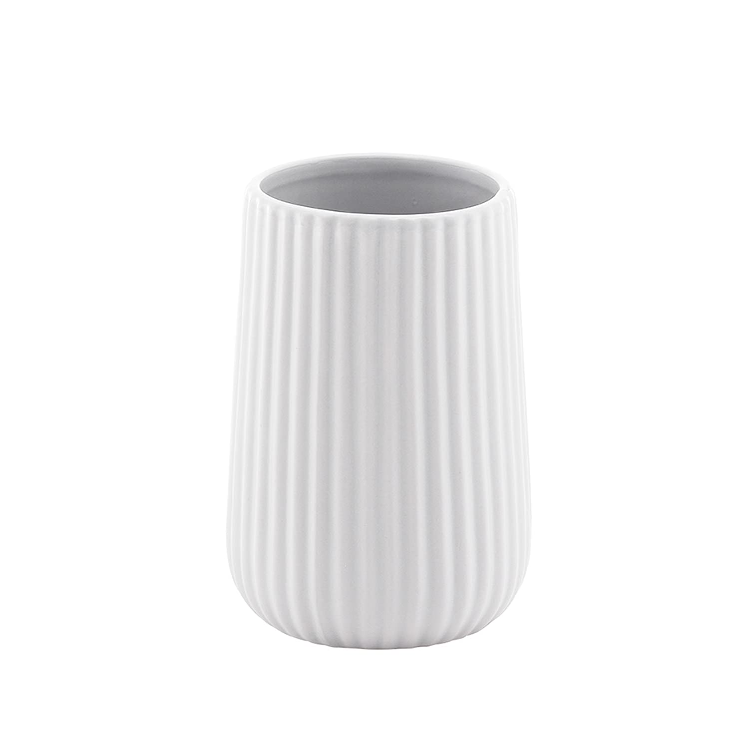 Gedy G-Marika Toothbrush Holder for Bathroom, White, Ceramic Toothbrush Holder, 2 Year Warranty, Design R&E, Dimensions 11.6 x 8 x 8 cm, 2 Year Warranty