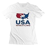 YIRONG Women's USA Wrestling Logo Art T-shirt Size XL White
