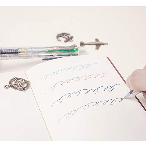 Ipienlee 4 + 1 Multifunctional Pens 4 Color 0.7 mm Ballpoint Multi Pen and 0.5 mm Mechanical Pencil in One Pen, Pack of 6 (4+1)