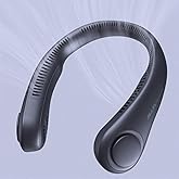 JISULIFE Portable Neck Fan, Hands Free Bladeless Fan, 5 Speeds, 4000 mAh Battery Operated Wearable Personal Fan, Twistable, Rechargeable, Gift for Women Men-Blue