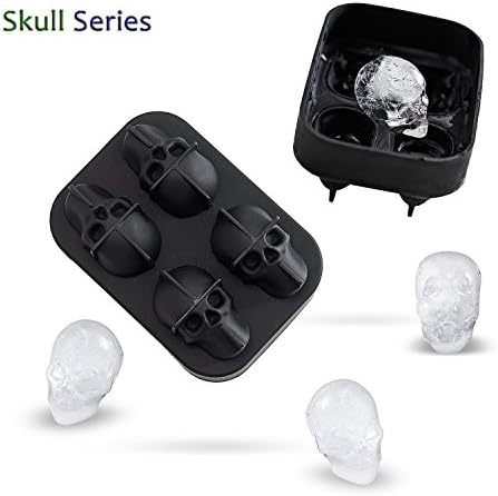 LeadHung Skull Ice Mold,Easy to Fill and Melt Slower Skull Ice Cube Trays,6-8 Hours Be Full Funny Ice Skeleton Heads for Whiskey,Cocktail,Beer,Fruit Juice