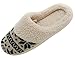 HomeTop Women's Faux Cashmere Knitted & Plush Fleece Lined Slip-On Memory Foam Clog Slippers Indoor/Outdoor (Medium / 7-8 B(M) US, Black & Beige)