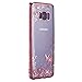 Galaxy S8 Plus Case, LONTECT Floral Butterfly Graden Design Pattern with Bling Diamond Clear Soft TPU Gel Slim Back Case Cover for Samsung Galaxy Galaxy S8 Plus - Rose Gold