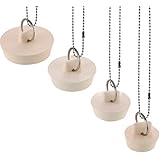 Norme 4 Pieces Drain Stopper Rubber Sink Stopper Drain Plug with Hanging Ring and 30 cm Ball Chains