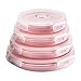 CARTINTS Silicone Collapsible Food Storage Containers-Prep/Storage Bowls with Lids – Set of 4 Round Silicone Lunch Containers – Microwave and Freezer Food Containers(pink)