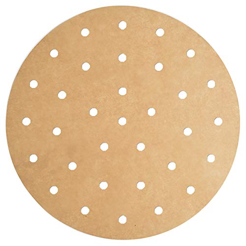 100pcs Air Fryer Liners, BESEGO 7inch Bamboo Steamer Liners, Premium Perforated Parchment Steaming Papers, Non-stick Steamer Mat, Perfect for 3.4~3.7 QT Air Fryers/Baking/Cooking/Steaming