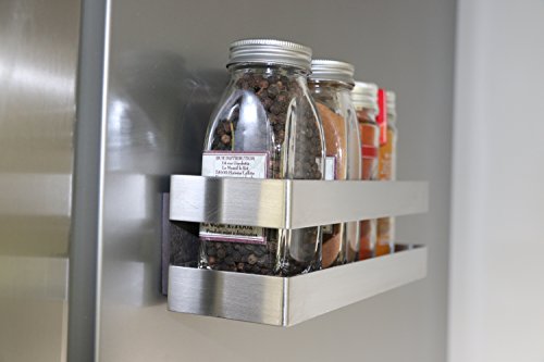 Compactor Magnetic Kitchen Spice Rack for Fridges and Metal Surfaces, Stainless Steel, Silver, 20.5 x 6 x 6 cm