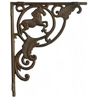 Import Wholesales Wall Shelf Bracket Horse Brace Rust Brown Cast Iron Custom Shelves 8" Deep