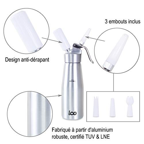 ICO Professional Whipped Cream Dispenser for Delicious Homemade Whipped