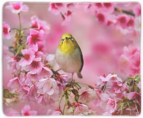 Bird The Japanese White-Eye Sakura Flower Mouse pad Gaming Mouse pad Mousepad Nonslip Rubber Backing Mousepads Mat
