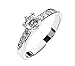 Daesar Womens Silver Plated Cubic Zirconia Wedding Rings 6-Prong 0.47ct Round Cut Halo Ring Size:9