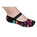 Lupo Women's Dots Terry No Show Yoga Pilates Slipper Grip Socks, Large Black