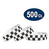 WristCo Black Checkered/Checks 3/4" Tyvek Wristbands - 500 Pack Paper Wristbands for Events
