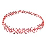 Jane Stone Choker Black Stretch Gothic Tattoo Henna Necklace (Fn1450-Red)