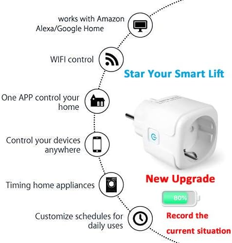 Enchufe inteligente con wifi que muestra el nivel de la batera pack de 4 unidades enchufe inteligente de 16 A con control remoto y control por voz funciona con Alexa Google Home solo a 24 GHz