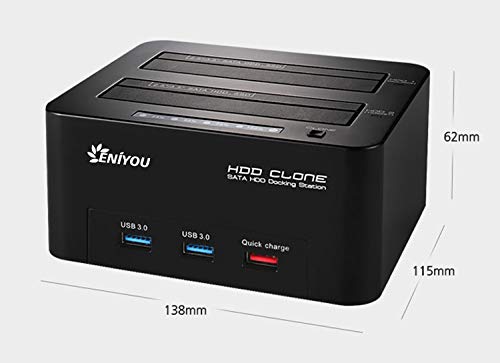 Hard Drive Docking Station, USB 3.0 to SATA HDD Docking Station Dual-Bay External Hard Drive Dock with Offline Clone Function for 2.5"/3.5" SATA HDD SSD Drives, Support 2X 10TB