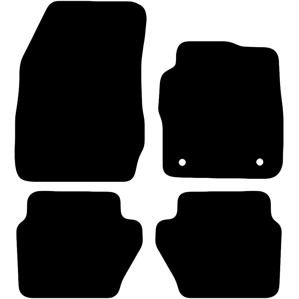 Carsio Carpet Car Mats For Ford Fiesta MK7 2012 to 2017 4 Piece Set with 2 Clips Tailored Fit Floor Mat Complete Accessory Black Custom Fitted - All Weather, Anti-Slip Backing & Black Trim