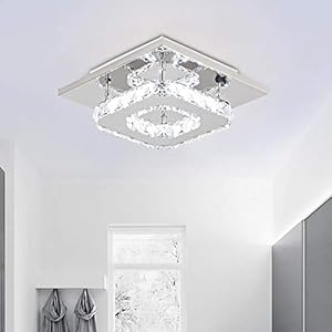 Kristallen plafondlamp, modern, nul net plafondlamp, led, flush plafondlamp, 12 W, vierkant roestvrij staal, mini…