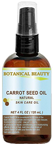 UPC 799975497518, CARROT SEED OIL 100 % Natural Cold Pressed Carrier Oil. 4 Fl.oz.- 120 ml. Skin, Body, Hair and Lip Care. &quot;One of the best oils to rejuvenate and regenerate skin tissues.” by Botanical Beauty