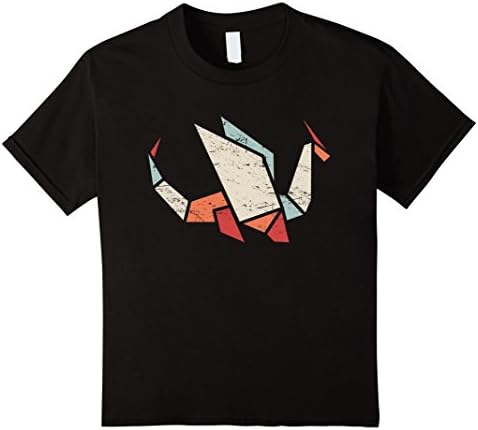 Kids Retro Distressed Low Poly Dragon T-Shirt 12 Black