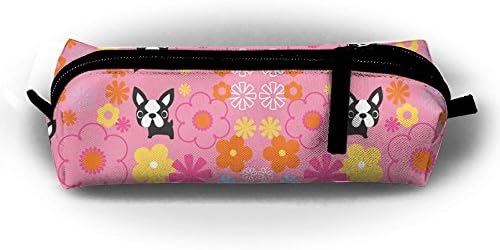Mod Boston Terriers Pink Pen Bag Makeup Pouch Zipper Box Office Organizer Bag Pencil Case