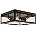 GLOBE Electric 65748 2-Light Flush Mount Ceiling Light Fixture, Dark Bronze, 4 Clear Glass Panes, Bedroom Lights for Ceiling-Mount, Bulb Not Included