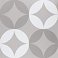Retro Self Adhesive 12-Inch Vinyl Floor Tiles, 20 Tiles - 12" x 12", Mod Diamind Pattern - Peel & Stick, DIY Flooring for Kitchen, Dining Room, Bedrooms & Bathrooms by Achim Home Decor, Grey/White