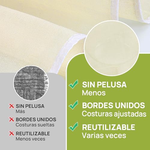 Cheese Cloth de Algodón 100% Natural - 12 Manta de Cielo Reutilizables 50x50 cm, Sin Blanquear - Grado Alimenticio, Colar Leche, Hacer Queso, Yogur - Tela Reforzada y Duraderos, Fácil Limpieza