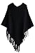 Novawo Womens Elegant Tassel Poncho Cape Shawls Batwing Knit Sweater Cloak