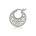 Hoops & Loops 925 Sterling Silver Flat Round Shape Floral 21mm Medallion Filigree Flower Design Earrings for Women Teen Girls, Silver