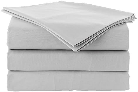 Waletone Linen 3 PC Bedding Fitted Sheet 400 TC 100% Egyptian Cotton Super Soft Long Staple, Italian Finish Fitted Sheet fits Upto 15" deep Pocket Mattress 30" by 80" RV Bunk Size, Light Grey Solid