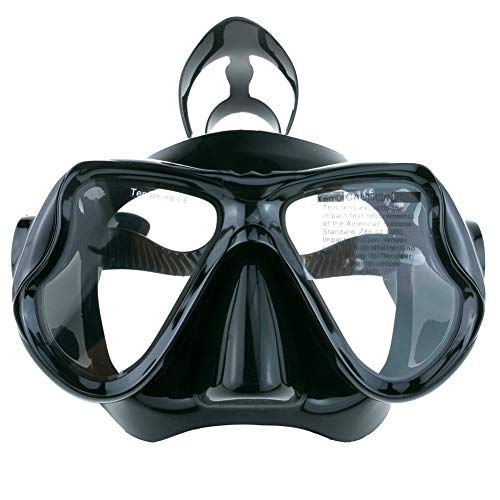 WACOOL Snorkeling Package Set for Adults, Anti-Fog Coated Glass Diving Mask, Snorkel with Silicon Mouth Piece,Purge Valve and Anti-Splash Guard w/Travel Short Swim Fins (Black XL)